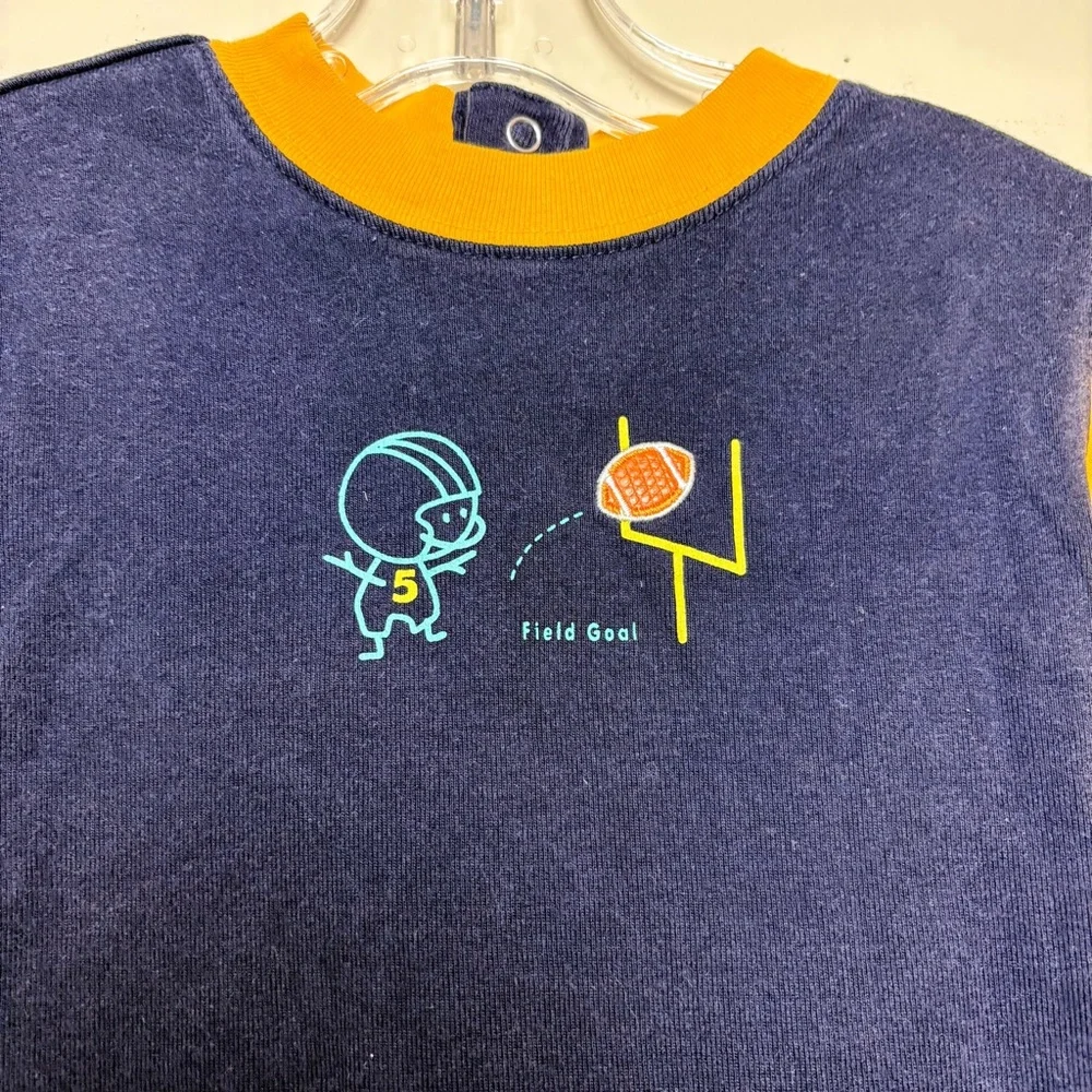 Vintage Gymboree Baby Bodysuit Size 12-19 Months Blue Football‎ Field Goal Fall